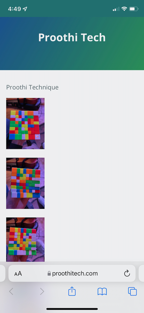 Screen shot of proothitech.com showing 8x8x8 cube